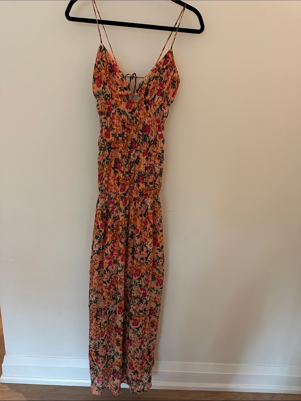 ASTR the Label Tropics Dress in Peach Fuchsia Floral - Sz L